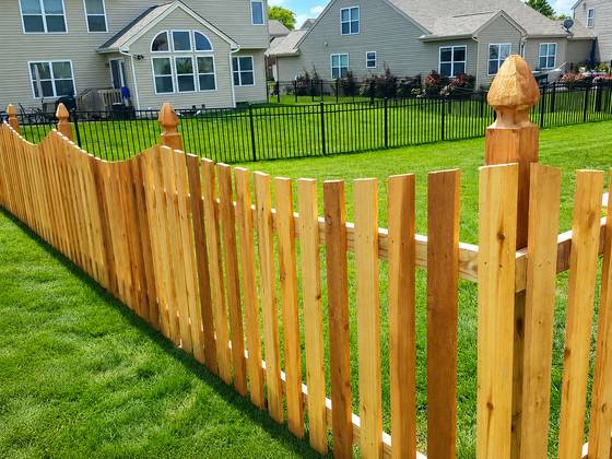 Cedar scalloped picket and post caps