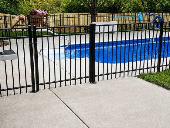 Black aluminum pool enclosure