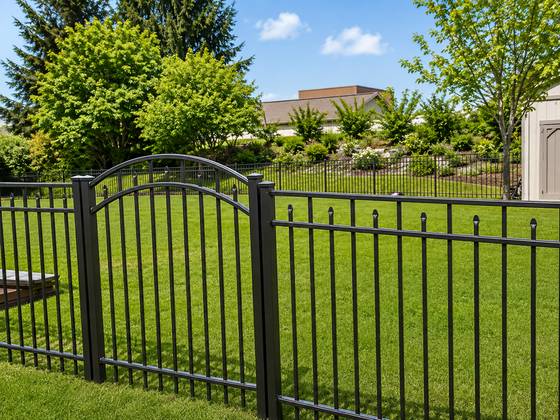 Black aluminum with an arched gate
