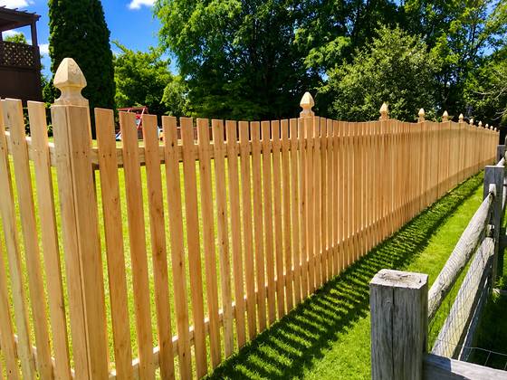 Cedar spaced picket with finials